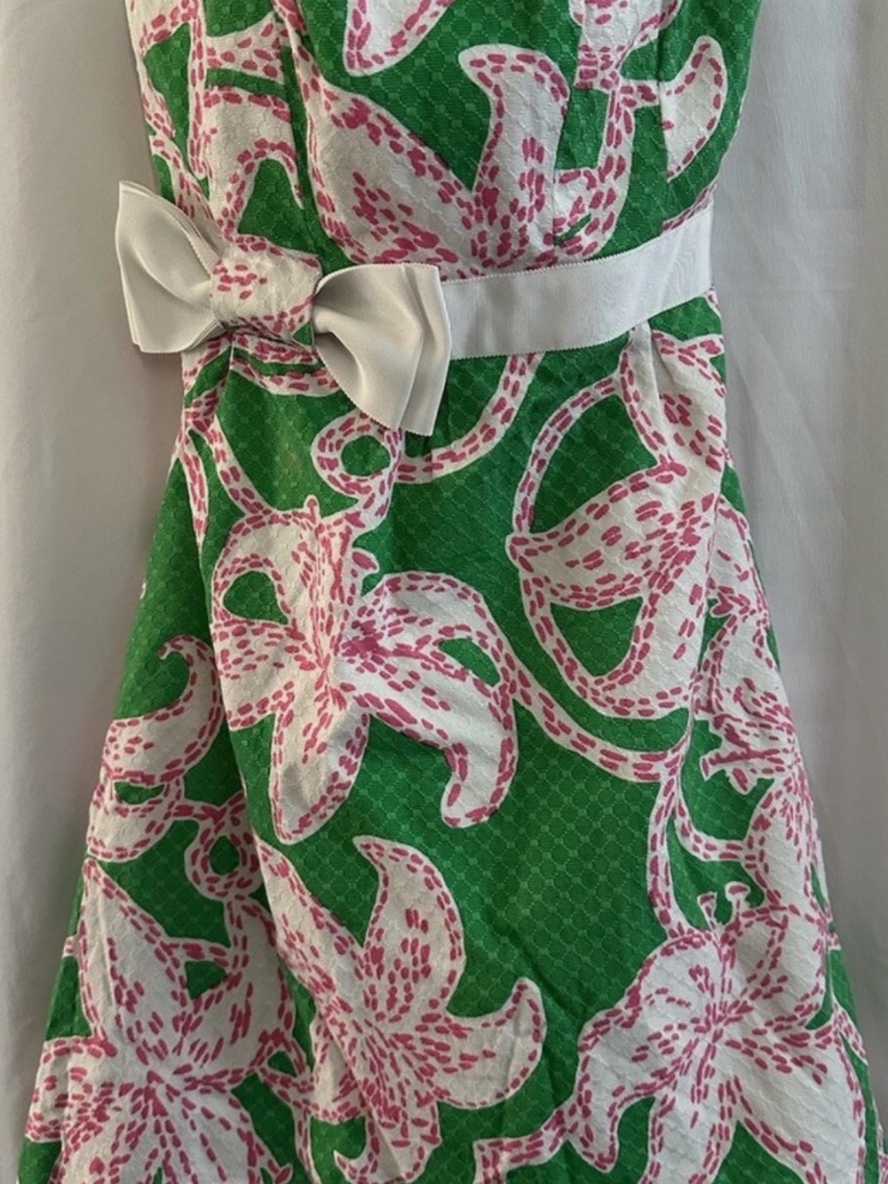 Lilly Pulitzer Green Pink White Strapless Floral Dress - Picture 1 of 6